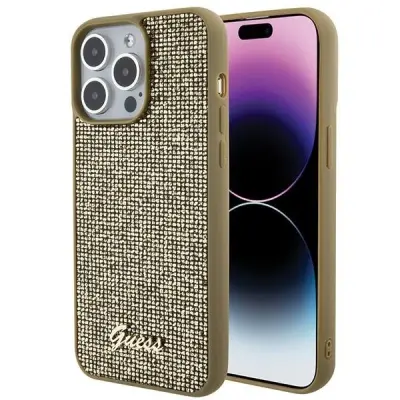 GUESS DISCO METAL SCRIP OVITEK ZA IPHONE 15 PRO MAX GOLD CASE OVITEK