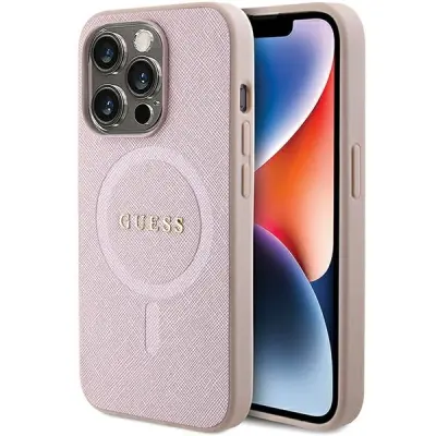 GUESS SAFFIANO OVITEK ZA MAGSAFE ZA IPHONE 15 PRO ROZA OVITEK