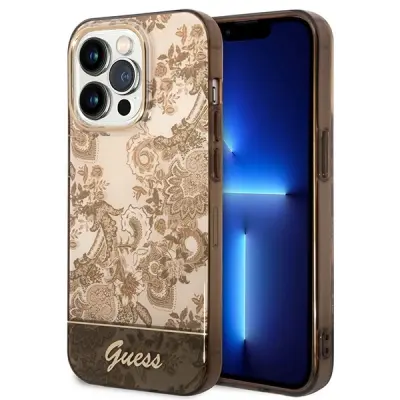 GUESS HARDCASE OVITEK ZA IPHONE 14 PRO 6.1 TOTAL PORCELAN OCHRA