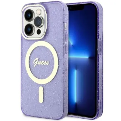 OVITEK GUESS HARDCASE ZA IPHONE 14 PRO MAGSAFE VIJOLIČEN