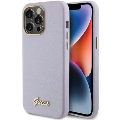 GUESS OVITEK GLITER GLOSS SCRIPT ZA IPHONE 15 PRO MAX LILA CASE
