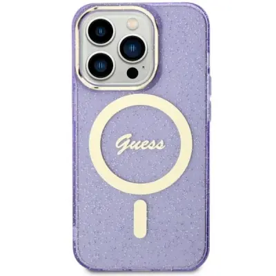 GUESS HARDCASE BLEŠČEČ ZLAT OVITEK ZA MAGSAFE ZA IPHONE 11 / XR VIJOLIČEN