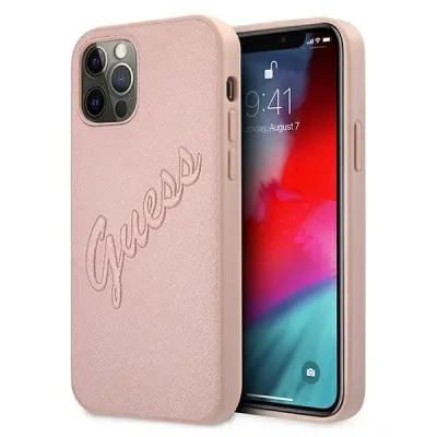OVITEK GUESS HARDCASE ZA IPHONE 12 12 PRO 6.1 ROZA SAFFIANO VINTAGE