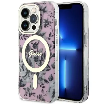 OVITEK GUESS GUHMP14XHCFWSP ZA IPHONE 14 PRO MAX 6.7 - ROZA FLOWER MAGSAFE