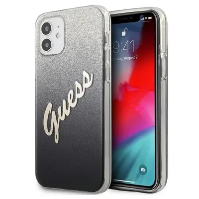 GUESS HARDCASE GLITTER GRADIENT SCRIP ZA IPHONE 12 MINI ČRN OVITEK