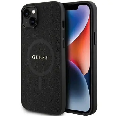 GUESS HARDCASE OVITEK ZA IPHONE 15 PLUS 6.7 ČRN ZA MAGSAFE SAFFIANO