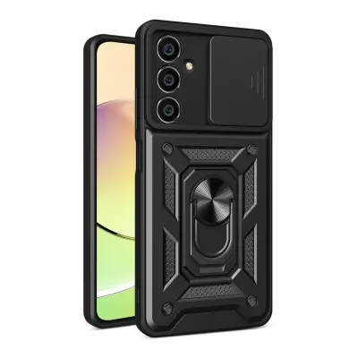 HYBRID ARMOR CAMSHIELD OVITEK ZA SAMSUNG S23 FE S POKROVOM ZA KAMERO - ČRN
