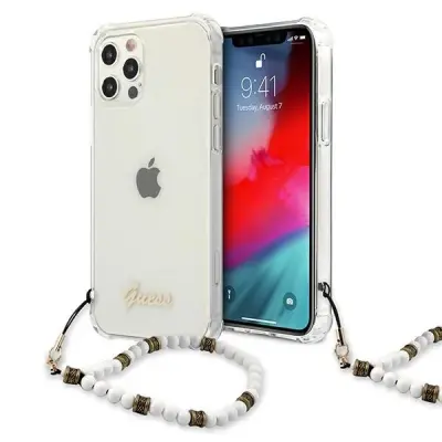 OVITEK GUESS HARDCASE ZA IPHONE 12 PRO MAX 6.7 PROZOREN BEL