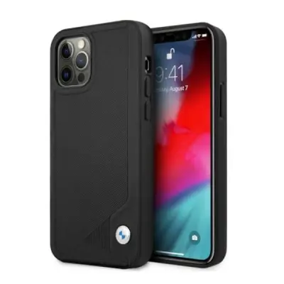 BMW OVITEK ZA IPHONE 12 PRO MAX 6.7 TRDI OVITEK OVITEK USNJE ČRN