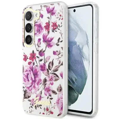 OVITEK GUESS CASE ZA SAMSUNG GALAXY S23 S911 BELA ROŽA