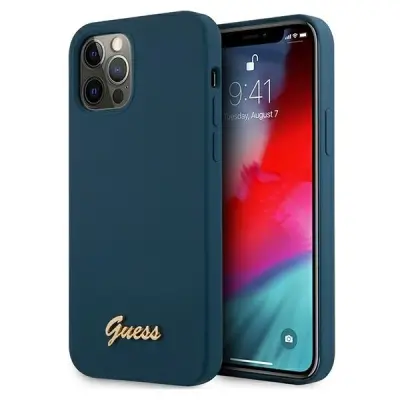 GUESS HARDCASE ZA IPHONE 12 PRO MAX 6.7 MODRA S KOVINSKIM LOGOTIPOM