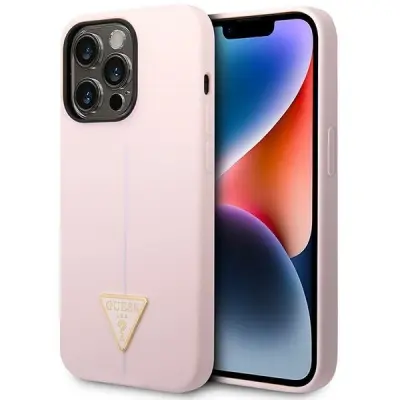 SILIKONSKI OVITEK TRIKOTNIK GUESS HARDCASE ZA IPHONE 14 PRO 6.1 VIJOLIČEN