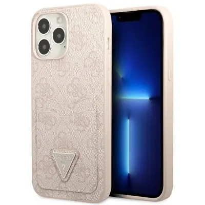 GUESS GUHCP13LP4TPP IPHONE 13 PRO / 13 6.1 ROZA/ROZA TRDO OHIŠJE 4G TRIANGLE LOGO CARD SLOT