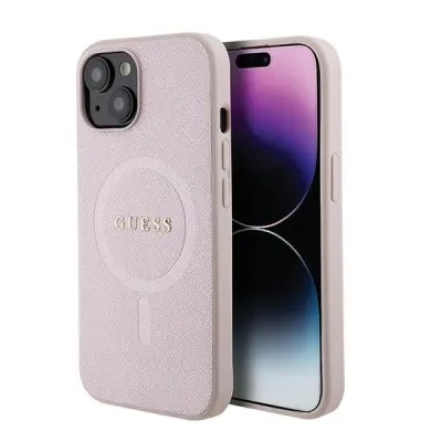 GUESS HARDCASE SAFFIANO PINK ZA MAGSAFE OVITEK ZA IPHONE 15 6.1