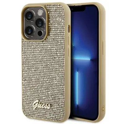 GUESS DISCO METAL SCRIP OVITEK ZA IPHONE 15 PRO ZLAT OVITEK