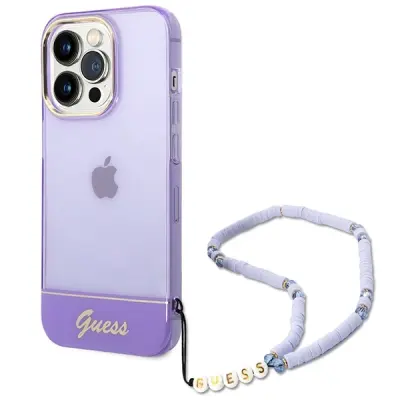 OVITEK GUESS HARDCASE ZA IPHONE 14 PRO MAX 6,7 INCH VIJOLIČEN S PASOM