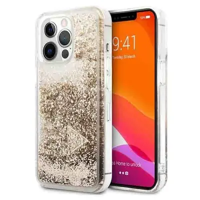 OVITEK Z BLEŠČICAMI GUESS HARDCASE ZA IPHONE 14 PRO 6.1 ZLAT OVITEK