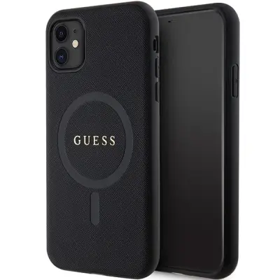 GUESS OVITEK IPHONE 11 XR ČRN SAFFIANO ZA OVITEK MAGSAFE