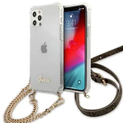 GUESS HARDCASE OVITEK ZA IPHONE 12/12 PRO 6.1 PROZOREN ZLAT