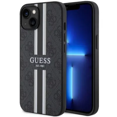 GUESS OVITEK 4G PRINTED STRIESES ZA MAGSAFE ZA IPHONE 14 PLUS ČRN