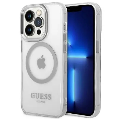 GUESS GUHMP14LHTRMS IPHONE 14 PRO 6.1 SREBRNA/SREBRNA TRDA TORBICA METAL OUTLINE MAGSAFE