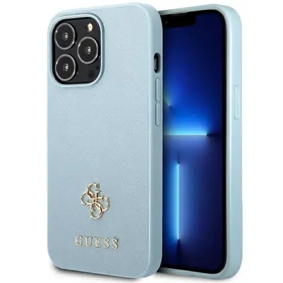 GUESS GUHCP13XPS4MB IPHONE 13 PRO MAX 6.7 MODRO/MODRO TRDO OHIŠJE SAFFIANO 4G MAJHEN KOVINSKI LOGOTIP