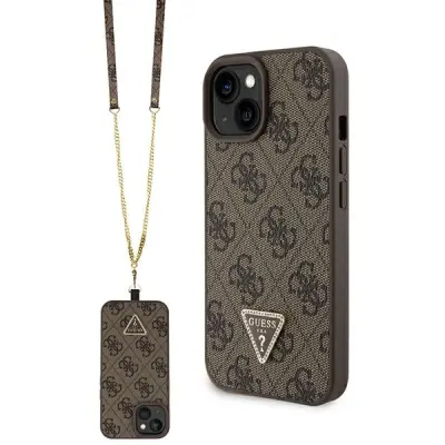 OVITEK GUESS HARDCASE ZA IPHONE 15 PLUS 6.7 CROSSBODY RJAV Z LOGOTIPOM 4G