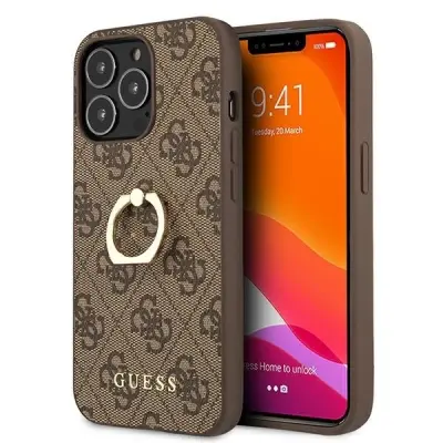 OVITEK GUESS GUHCP13L4GMRBR ZA IPHONE 13 PRO / 13 - RJAV 4G S STOJALOM NA OBROČKU