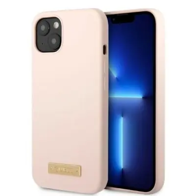 GUESS TRDI OVITEK SILIKON LOGO PLOŠČICA ZA MAGSAFE ZA IPHONE 13 MINI 5.4 ROZA