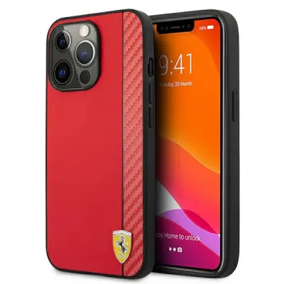 FERRARI FESAXHCP13XRE IPHONE 13 PRO MAX 6,7 CZERWONY/RED HARDCASE ON TRACK CARBON STRIPE