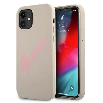SILIKONSKI OVITEK GUESS HARDCASE ZA IPHONE 12 MINI 5.4 SIVO ROZA