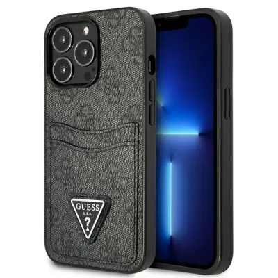 GUESS GUHCP13LP4TPK IPHONE 13 PRO / 13 6.1 BLACK/BLACK HARDCASE 4G TRIANGLE LOGO CARD SLOT
