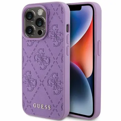 USNJENI OVITEK GUESS 4G Z ŽIGOM ZA IPHONE 15 PRO OVITEK VIJOLIČEN