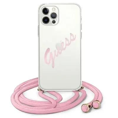 OVITEK GUESS HARDCASE SCRIPTE VINTAGE ZA IPHONE 12/12 PRO 6.1 ROZA