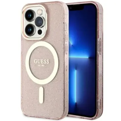 GUESS OVITEK GUHMP14LHCMCGP ZA IPHONE 14 PRO ROZA BLEŠČIČNO ZLAT ZA MAGSAFE