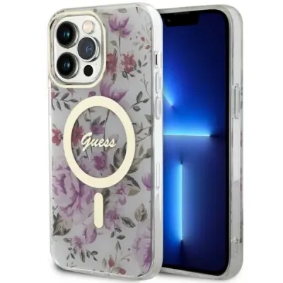 OVITEK GUESS GUHMP14XHCFWST ZA IPHONE 14 PRO MAX 6.7 - PROZOREN HARDCASE FLOWER MAGSAFE