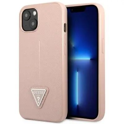 GUESS HARDCASE OVITEK ZA IPHONE 14 6.1 ROZA SAFFIANO TRIKOTNIK LOGO