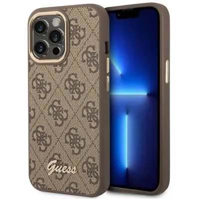 GUESS GUHCP14LHG4SHW IPHONE 14 PRO 6.1 RJAVA/RJAVA TRDA TORBICA 4G VINTAGE GOLD LOGO