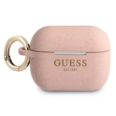 GUESS OVITEK ZA AIRPODS PRO SILIKONSKI OVITEK Z BLEŠČICAMI ROZA