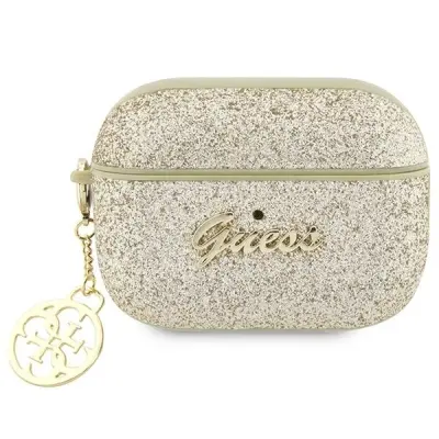 GUESS OVITEK ZA AIRPODS PRO 2 OVITEK GOLD GLITTER FLAKE 4G CHARM