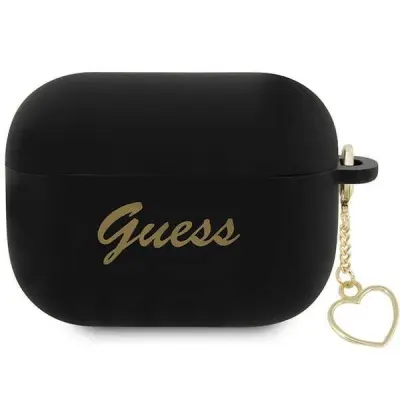 OVITEK GUESS CASE ZA AIRPODS PRO 2 SILIKON ČRNO SRCE