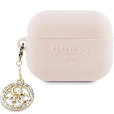 GUESS 3D GUMIJASTI ETUI 4G DIAMOND CHARM ZA AIRPODS PRO 2 - ROZA ETUI