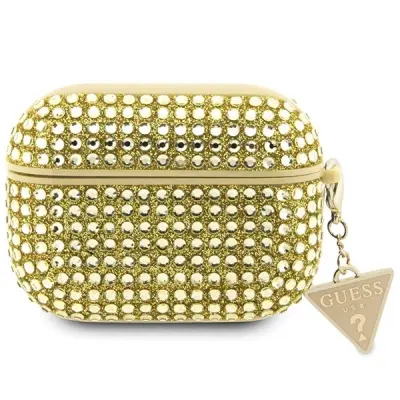 GUESS ETUI S TRIKOTNIKOM S ČARMOM RHINESTONE ZA AIRPODS PRO 2 ZLAT