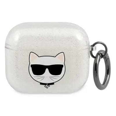 KARL LAGERFELD ETUI CHOUPETTE Z BLEŠČICAMI ZA AIRPODS 3 SREBRN