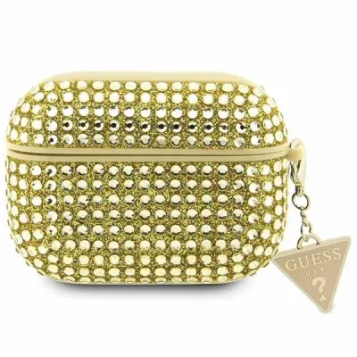GUESS RHINESTONE TRIKOTNIK CHARM OVITEK ZA AIRPODS PRO GOLD CASE OVITEK