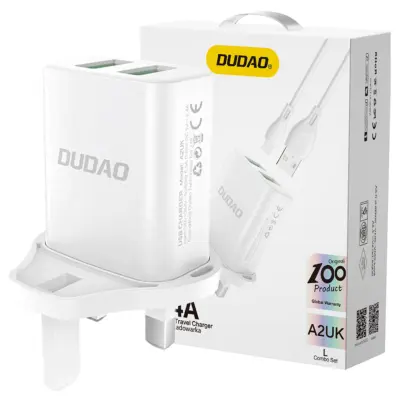 DUDAO OMREŽNI POLNILEC UK 2XUSB-A 2.4A BEL + USB-C KABEL ZA TELEFON