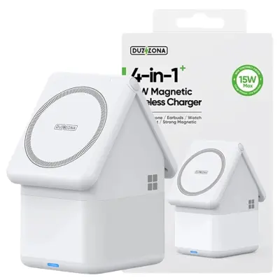 VELIK INDUKCIJSKI POLNILEC 4V1 ZA IPHONE AIRPODS ZA APPLE WATCH 15W BEL