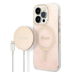 GUESS SET MAGSAFE POLNILEC + OVITEK ZA IPHONE 14 PRO 6.1 ROZA