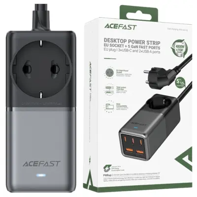 ACEFAST Z2 GAN NAMIZNI POLNILEC 75W PD 3X USB-C 2X USB-A ČRN