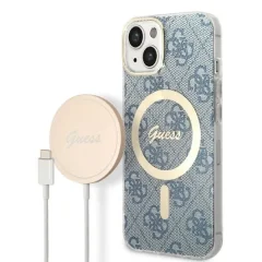 GUESS SET MAGSAFE POLNILEC + OVITEK ZA IPHONE 14 PLUS MODRA